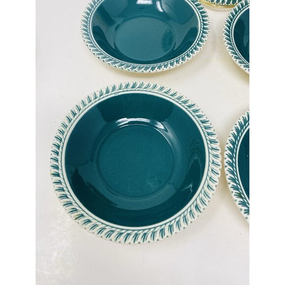Harkerware Corinthian Teal Green 5” Ice Cream Berry Bowls Set Of 5 - Picture 2 of 9